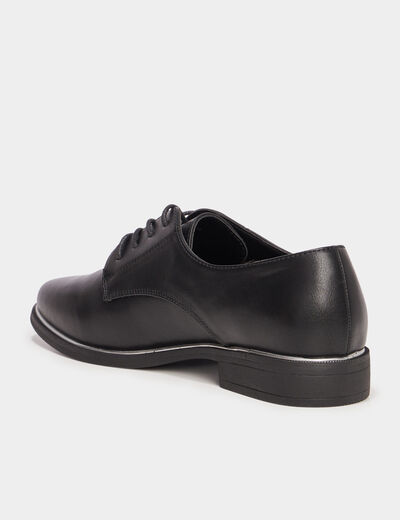 Derbies liserés métallisés talon plat noir femme