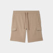 Bermuda cargo molleton taille &eacute;lastiqu&eacute;e taupe homme