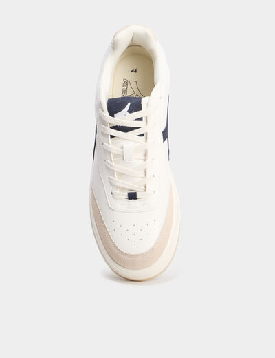 Tennis basses &agrave; lacets semelle plate bleu marine homme