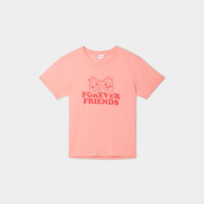 T-shirt manches courtes Tic et Tac rose saumon femme