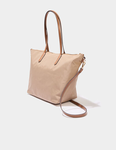 Sac shopper avec bandoulière sable femme