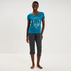 Ensemble pyjama corsaire t-shirt coton bleu canard femme
