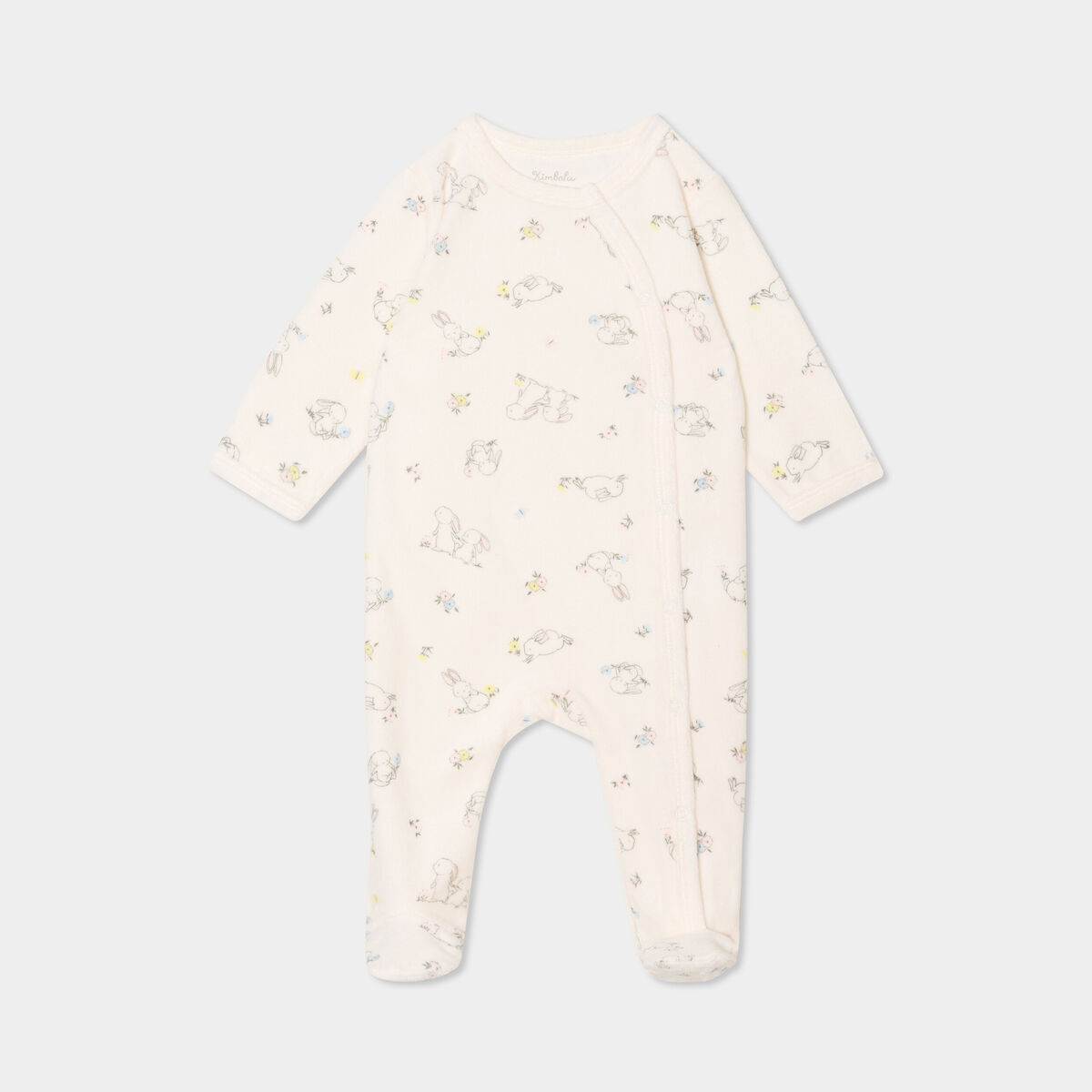 Dors-bien effet velours manches longues creme b&eacute;b&eacute;