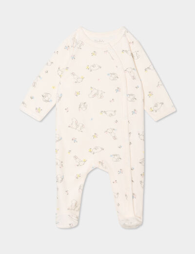 Dors-bien effet velours manches longues creme b&eacute;b&eacute;