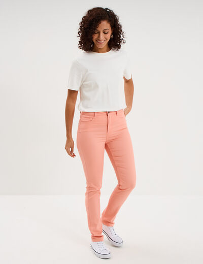 Pantalon slim orange corail femme