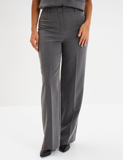 Pantalon droit avec pinces gris foncé femme