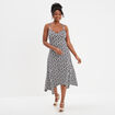 Robe longue à bretelles avec coques ecru femme