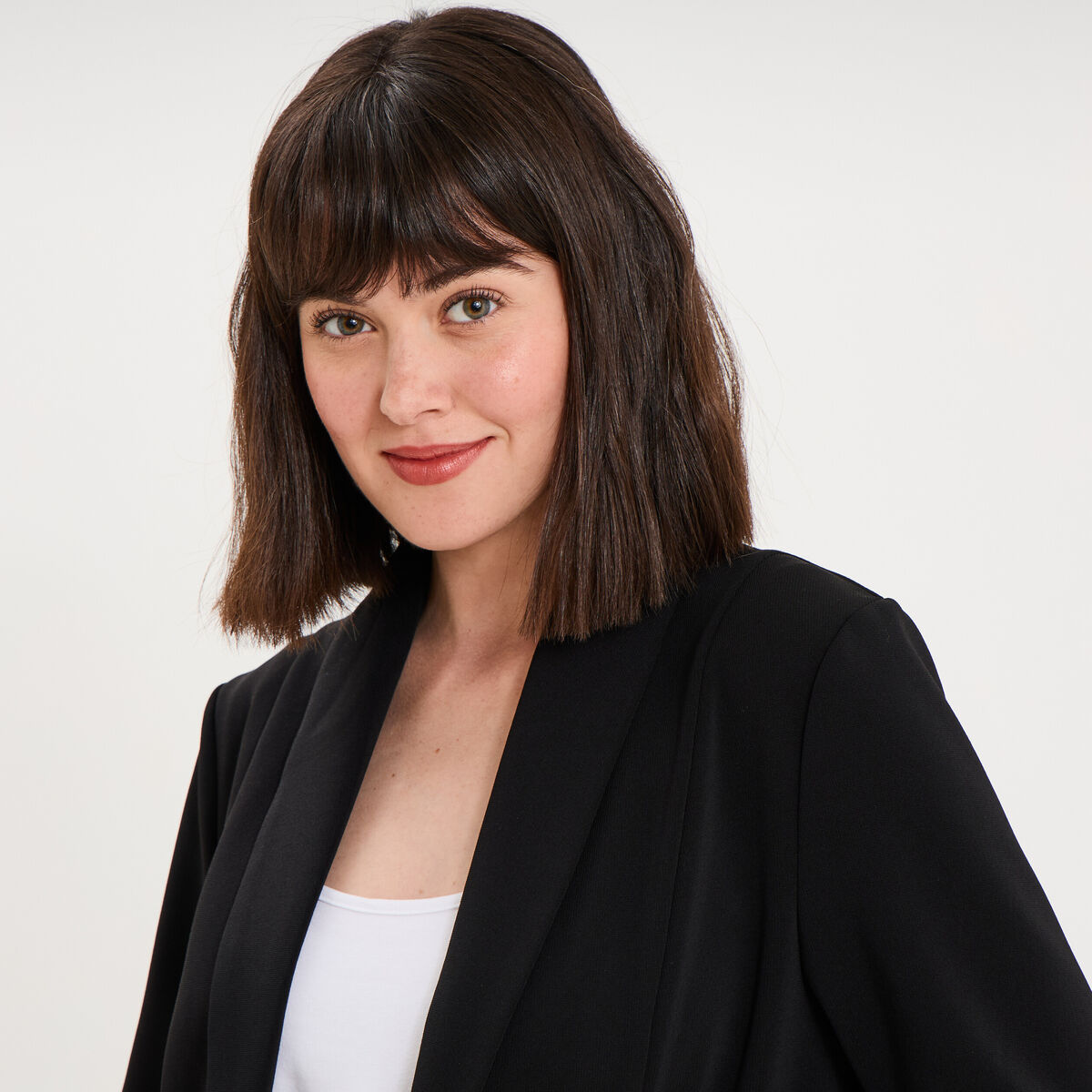 Blazer col tailleur manches longues noir femme