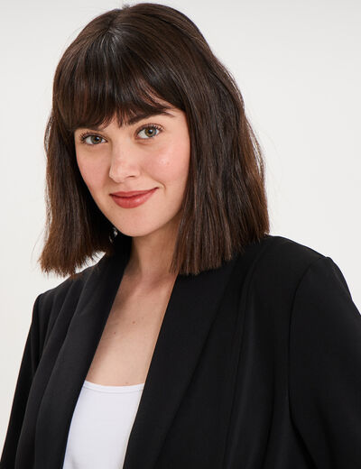 Blazer col tailleur manches longues noir femme
