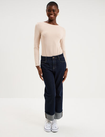Body ajust&eacute; manches longues beige femme