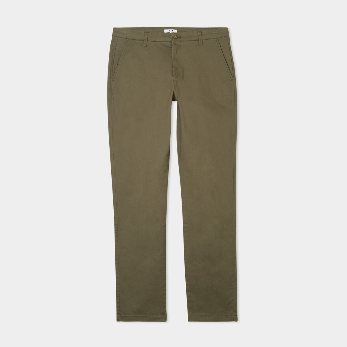 Pantalon chino droit stretch vert kaki homme