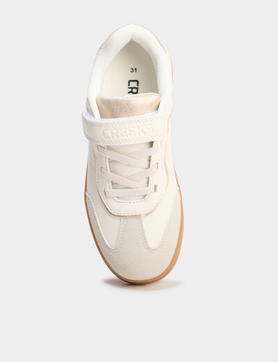 Tennis basses à scratchs blanc fille