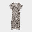Robe portefeuille longue manches courtes ecru femme