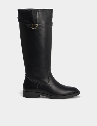 Bottes hautes avec boucles noir femme