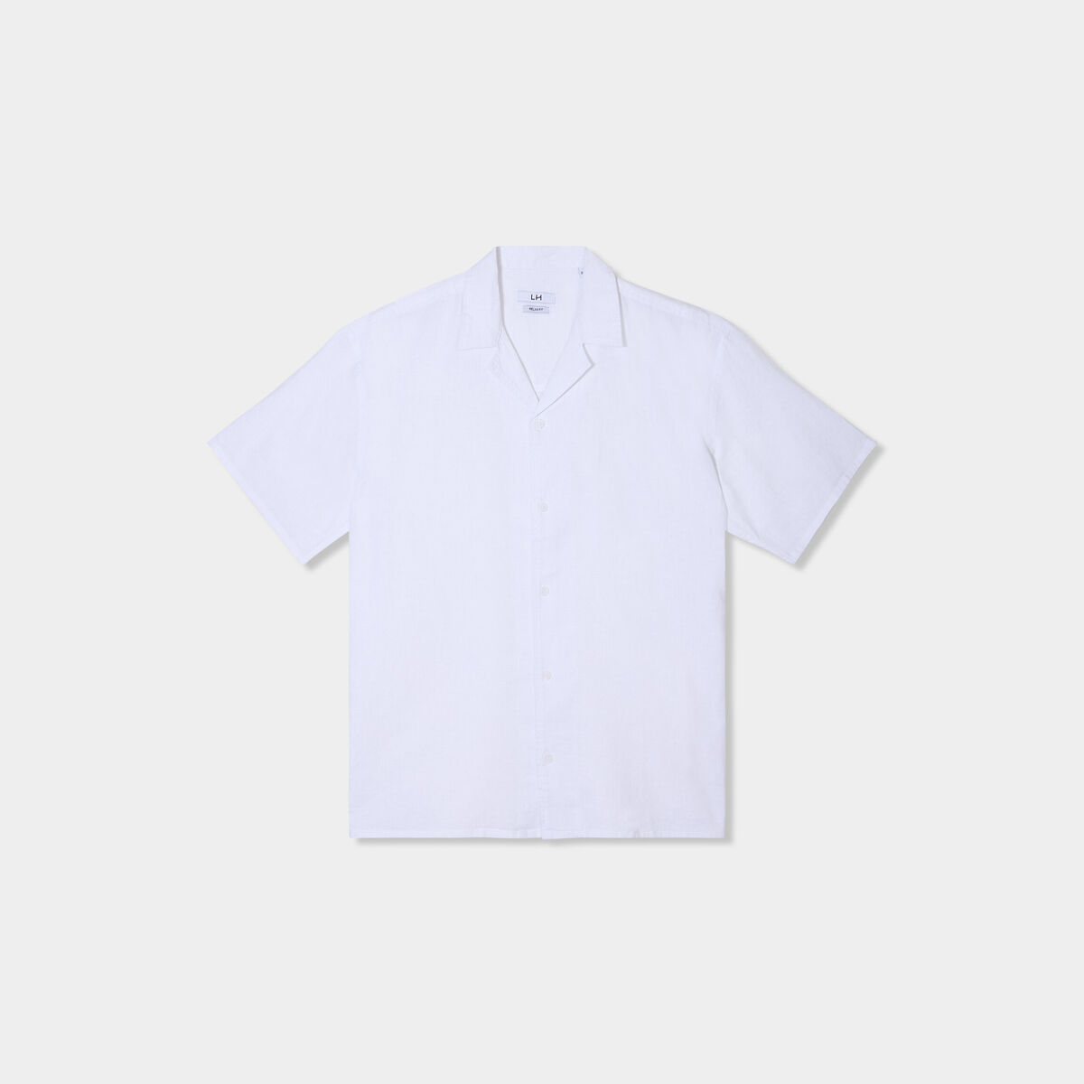 Chemise manches courtes mélange lin blanc homme