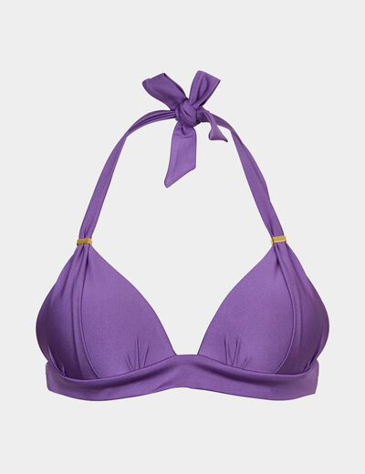 Haut de maillot de bain forme triangle violet femme