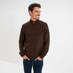 Pull col camionneur zipp&eacute; marron fonc&eacute; homme