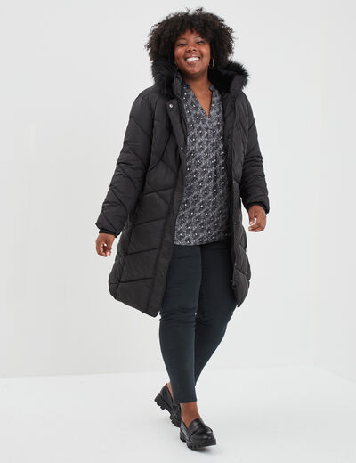 Blouse fils métallisés manches longues noir femme grande taille