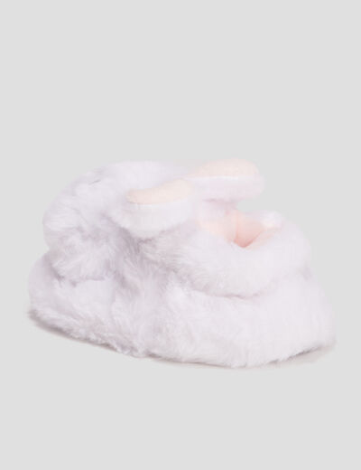 Chaussons fantaisie fourrés blanc bébé fille