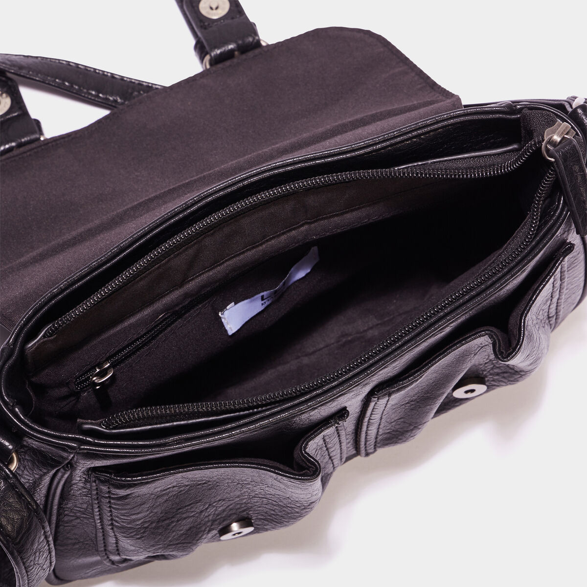 Sac cartable avec poches plaquées noir femme