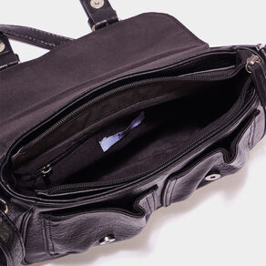 Sac cartable avec poches plaquées noir femme