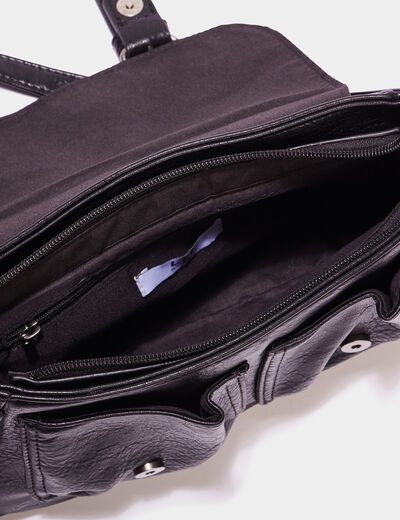 Sac cartable avec poches plaquées noir femme