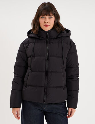 Doudoune &agrave; capuche zipp&eacute;e femme noir femme