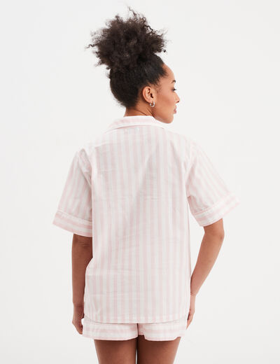 Ensemble pyjama short chemise coton ecru femme