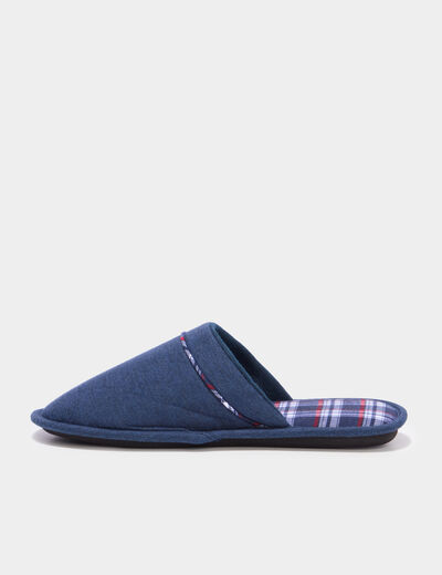 Chaussons mules semelle plate bleu marine homme