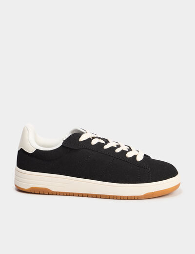 Tennis basses &agrave; lacets noir femme
