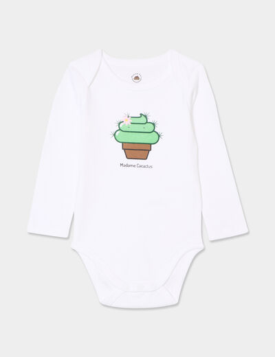 Body US coton Monsieur Caca x La Halle blanc bébé fille