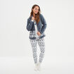Ensemble pyjama 3 pièces gilet à capuche bleu gris femme