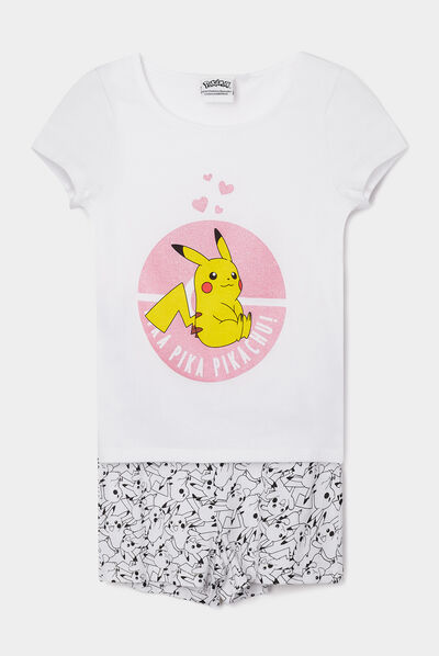 Ensemble pyjama 2 pièces Pokémon blanc fille