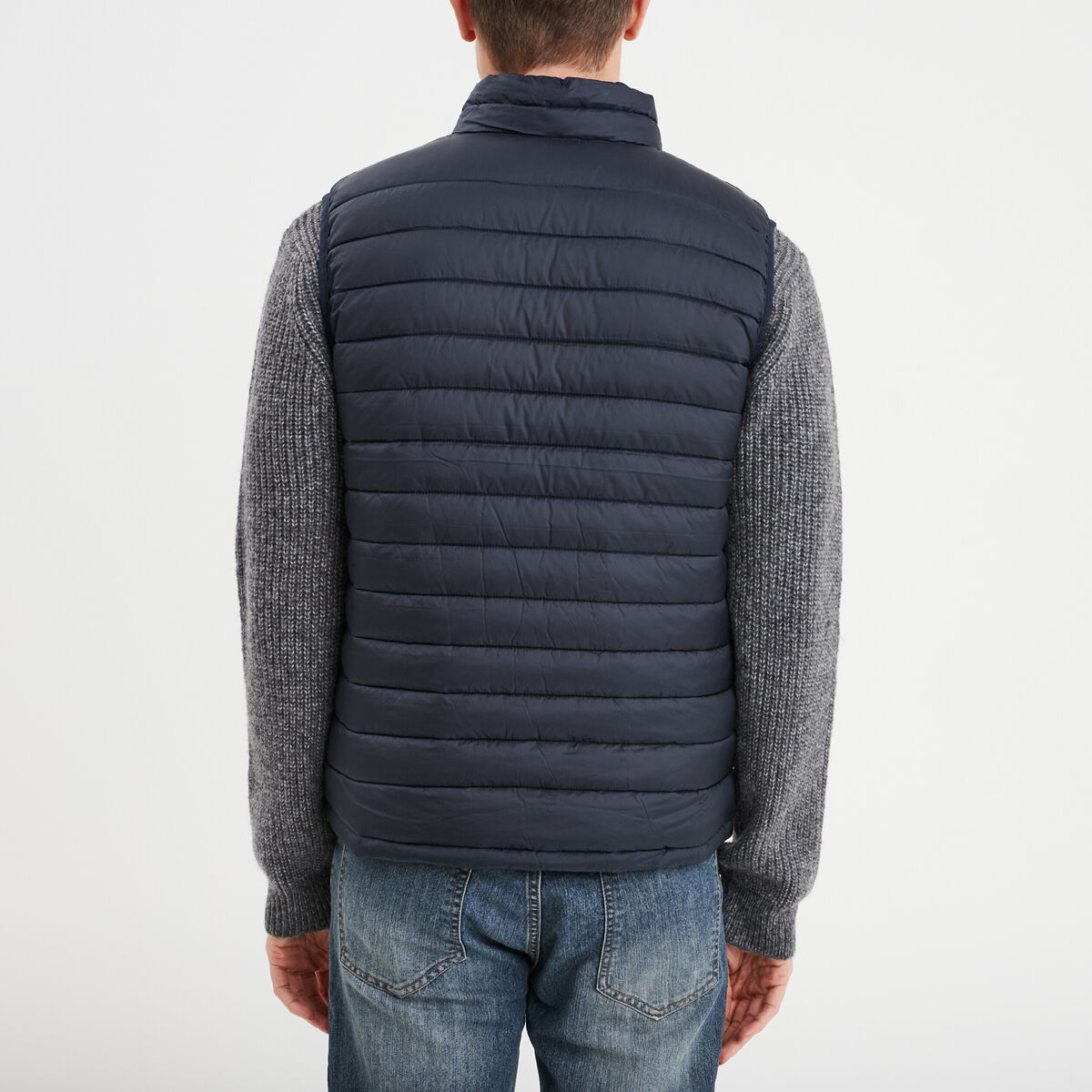 Doudoune sans manches l&eacute;g&egrave;re d&eacute;perlante bleu marine homme