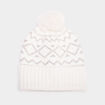Bonnet avec pompon ivoire femme