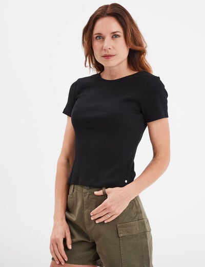 T-shirt dos nu avec laçage noir femme