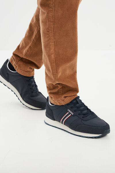 Baskets running &agrave; lacets bleu marine homme