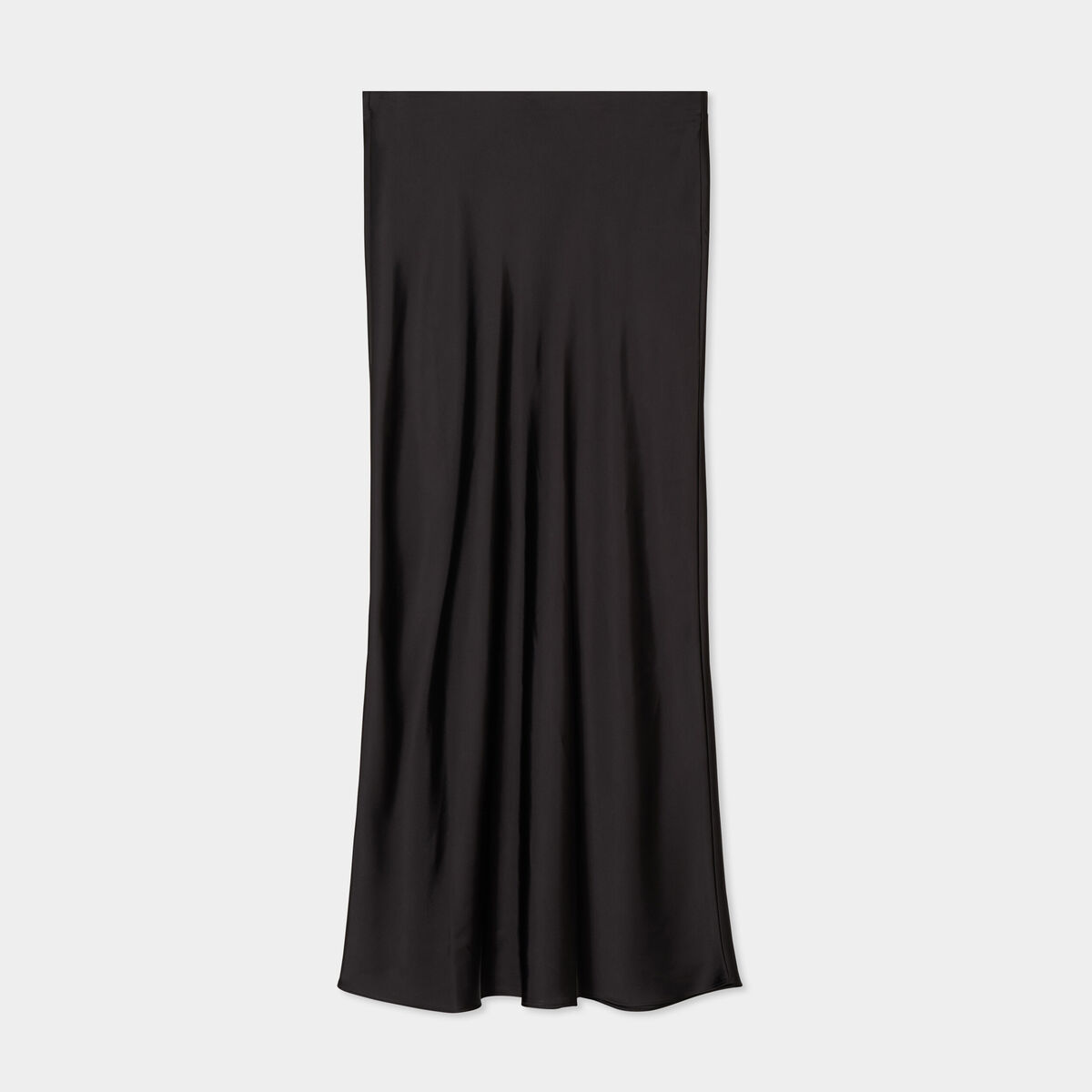 Jupe effet satin midi évasée noir femme