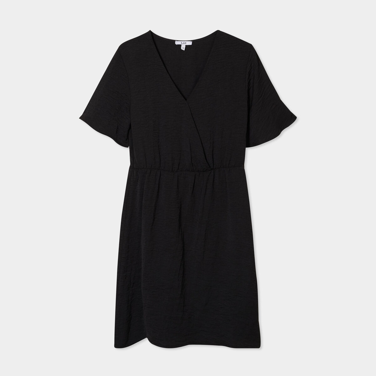 Robe courte col cache-coeur noir femme