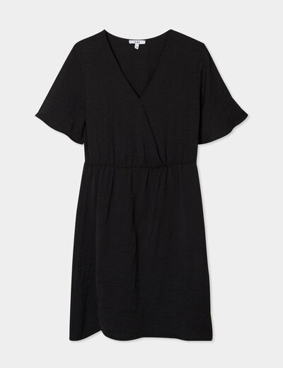 Robe courte col cache-coeur noir femme