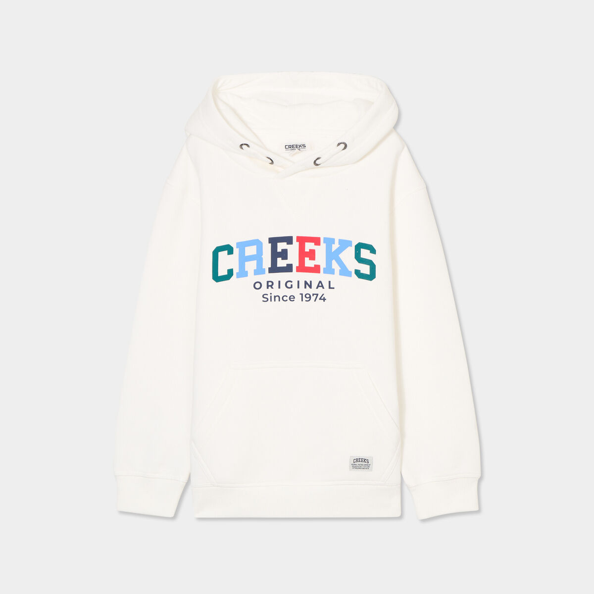 Sweat &agrave; capuche hoodie 1 poche Creeks blanc gar&ccedil;on