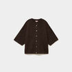Gilet boutonn&eacute; manches courtes col rond marron fonc&eacute; femme