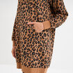 Robe sweat &agrave; capuche camel femme