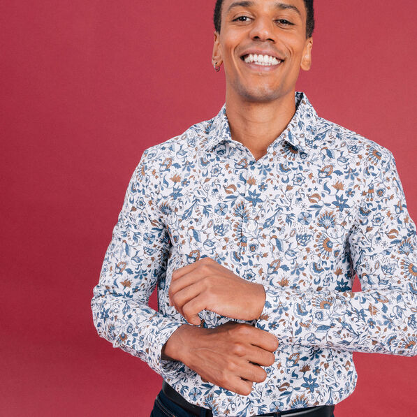 chemise ajustee col francais blanc homme Chemise ajustée col français blanc homme