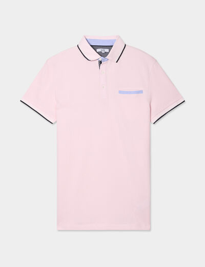 Polo manches courtes 1 poche coton rose homme