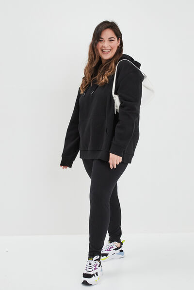 Sweat à capuche hoodie noir femme grande taille