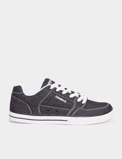 Tennis basses en toile à lacets noir homme