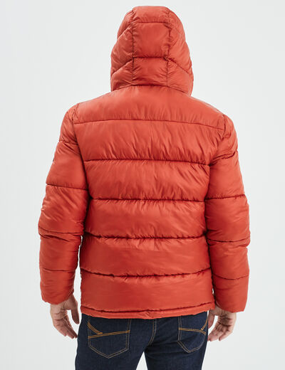 Doudoune doublée zippée à capuche orange foncé homme