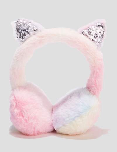 Cache-oreilles sequins fausse fourrure multicolore fille