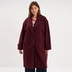 Manteau long col &agrave; revers boutonn&eacute; violet fonc&eacute; femme grande taille